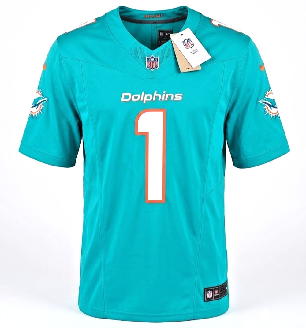Nike Miami Dolphins Tua Tagovailoa #1 Aqua Jersey Dri-Fit Men's Size 3XL NWT